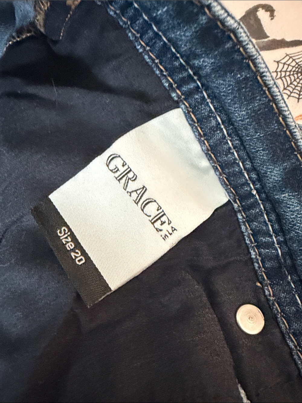 Grace in LA Blue Straight Leg Jeans with Embellished Pockets Size 20 - Picture 8 of 10